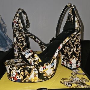 ALDO Disney Black and Gold Patterned Platform Heels